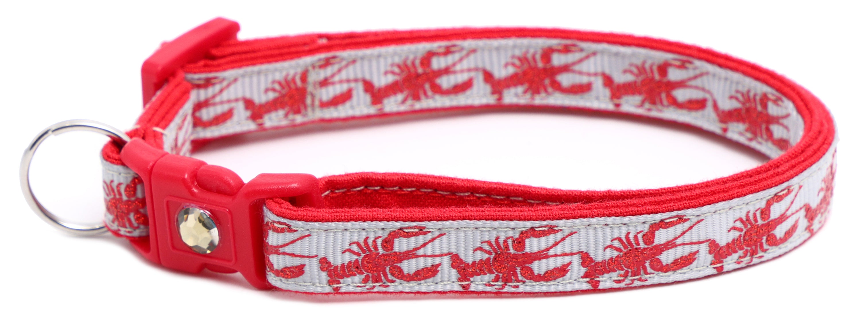 Lobster Breakaway Cat Collar made of reinforced cotton, featuring a breakaway clip and customizable options.